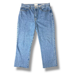 FRAME LE JANE CROP Jeans High Rise Straight Fray Hem Tagged 31 (34x26) Denim